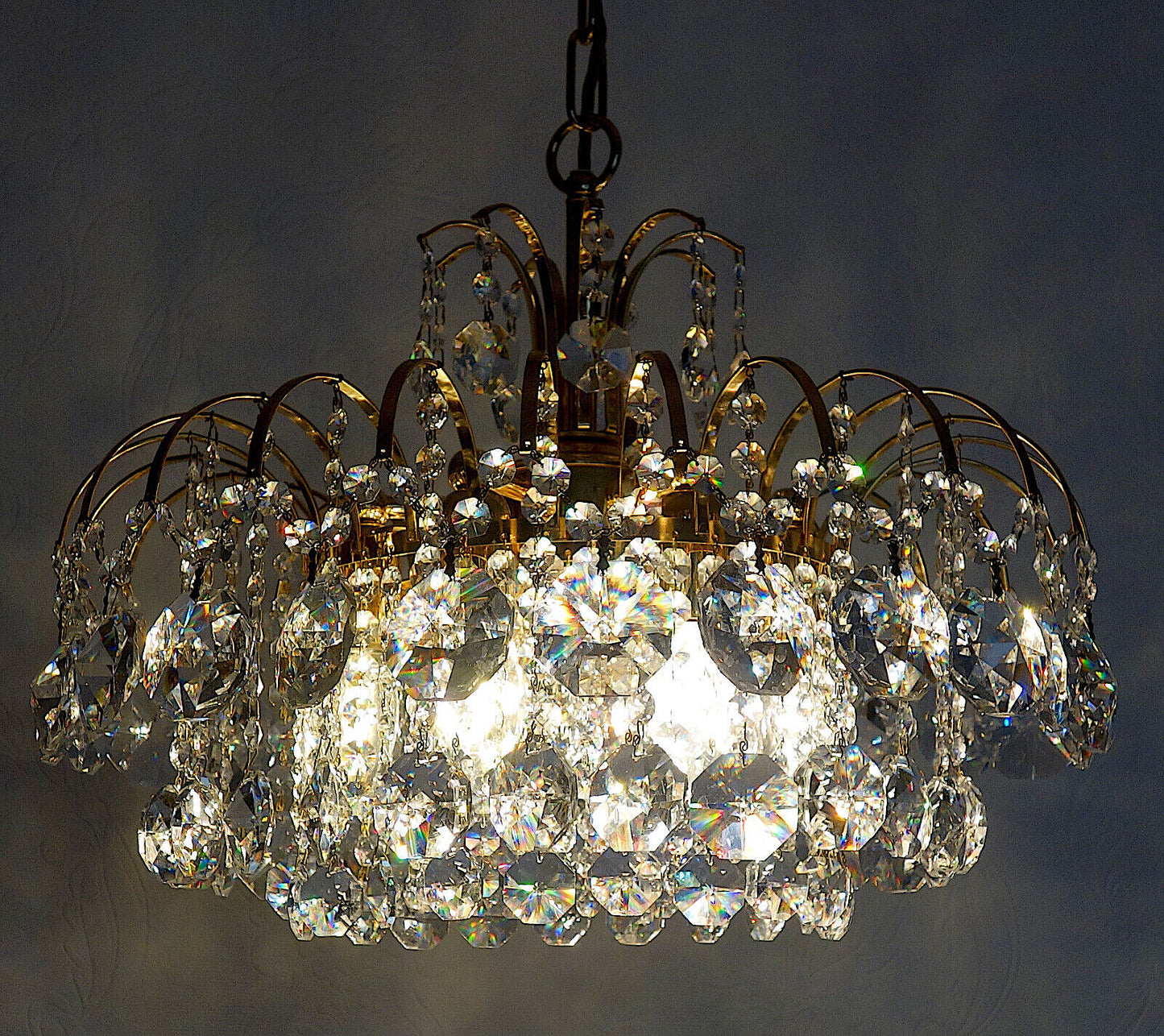 Antik Messing Bleikristall 24 K Vergoldete Kronleuchter, Lüster Hängelampe