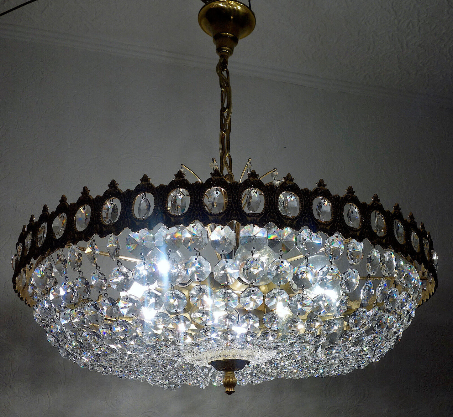 Sehr Hochwertige PALWA Messing Bleikristall Kronleuchter, Lüster 10 Flammig