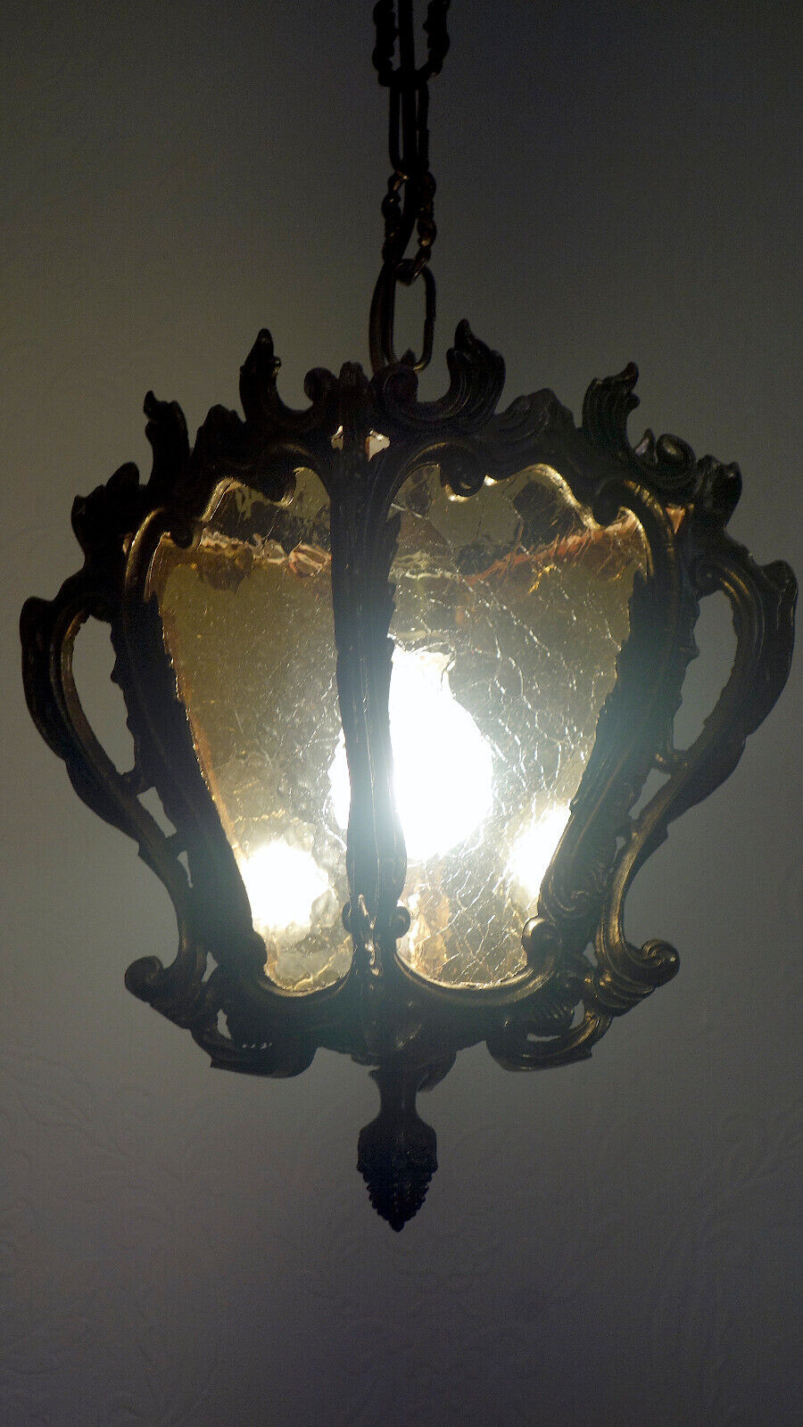 Antik Messing Glas Hollampe Kronleuchter, Lüster 1 Flammig