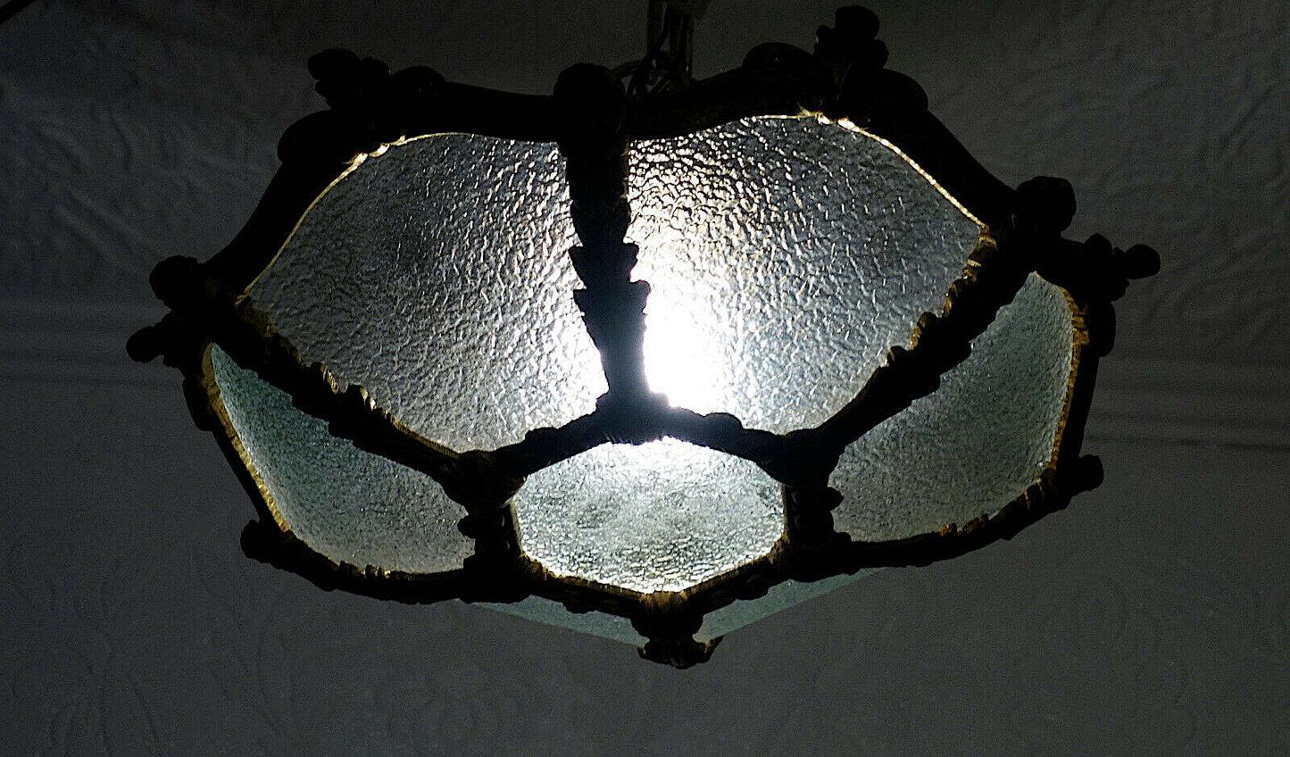 Hochwertige Messing Glas Plafonier Deckenlampe, Lüster 1 Flammig