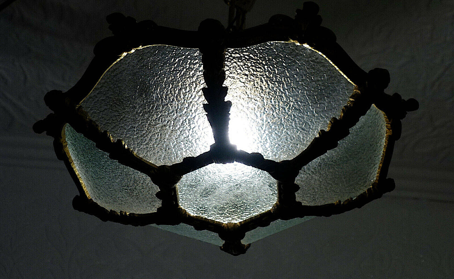 Hochwertige Messing Glas Plafonier Deckenlampe, Lüster 1 Flammig