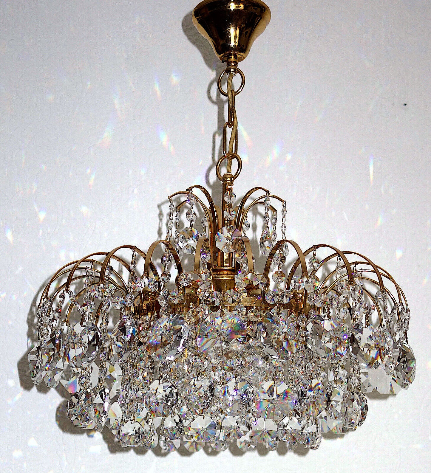 Antik Messing Bleikristall 24 K Vergoldete Kronleuchter, Lüster Hängelampe