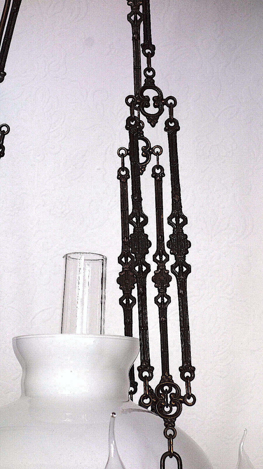 Antik Messing Glas Kronleuchter, Lüster 7 Flammig