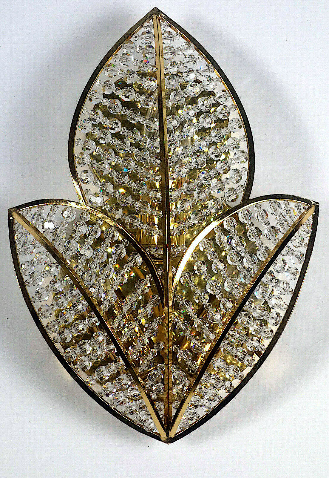 Hochwertige seltene Messing Bleikristall PALWA Wandlampe 30 cm Hoch