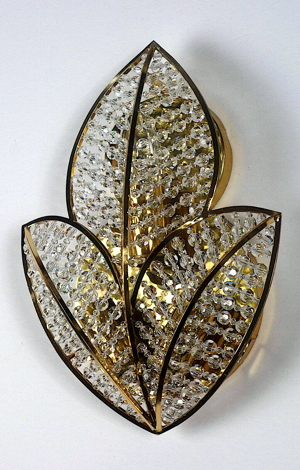 Hochwertige seltene Messing Bleikristall PALWA Wandlampe 30 cm Hoch