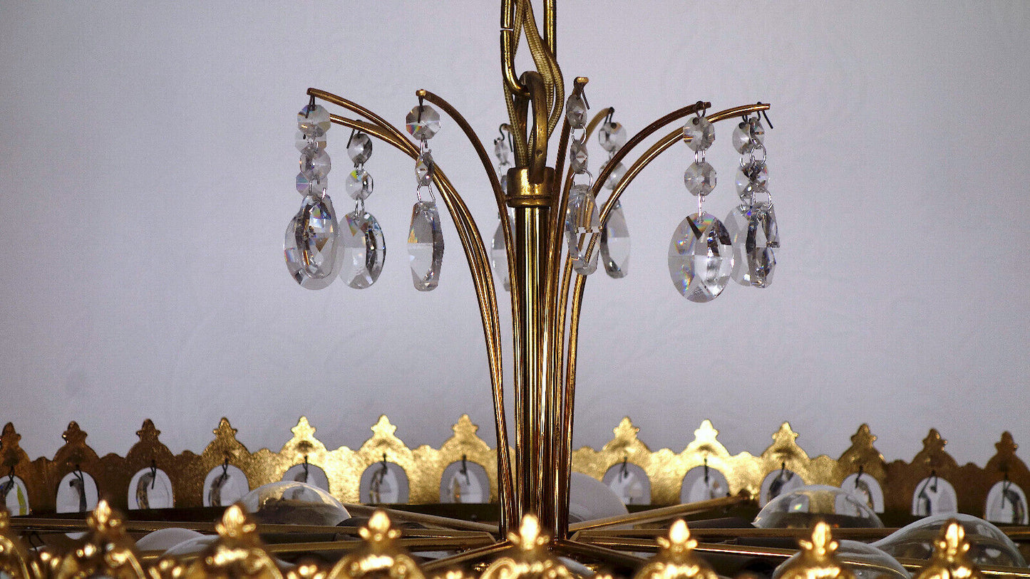 Sehr Hochwertige PALWA Messing Bleikristall Kronleuchter, Lüster 10 Flammig