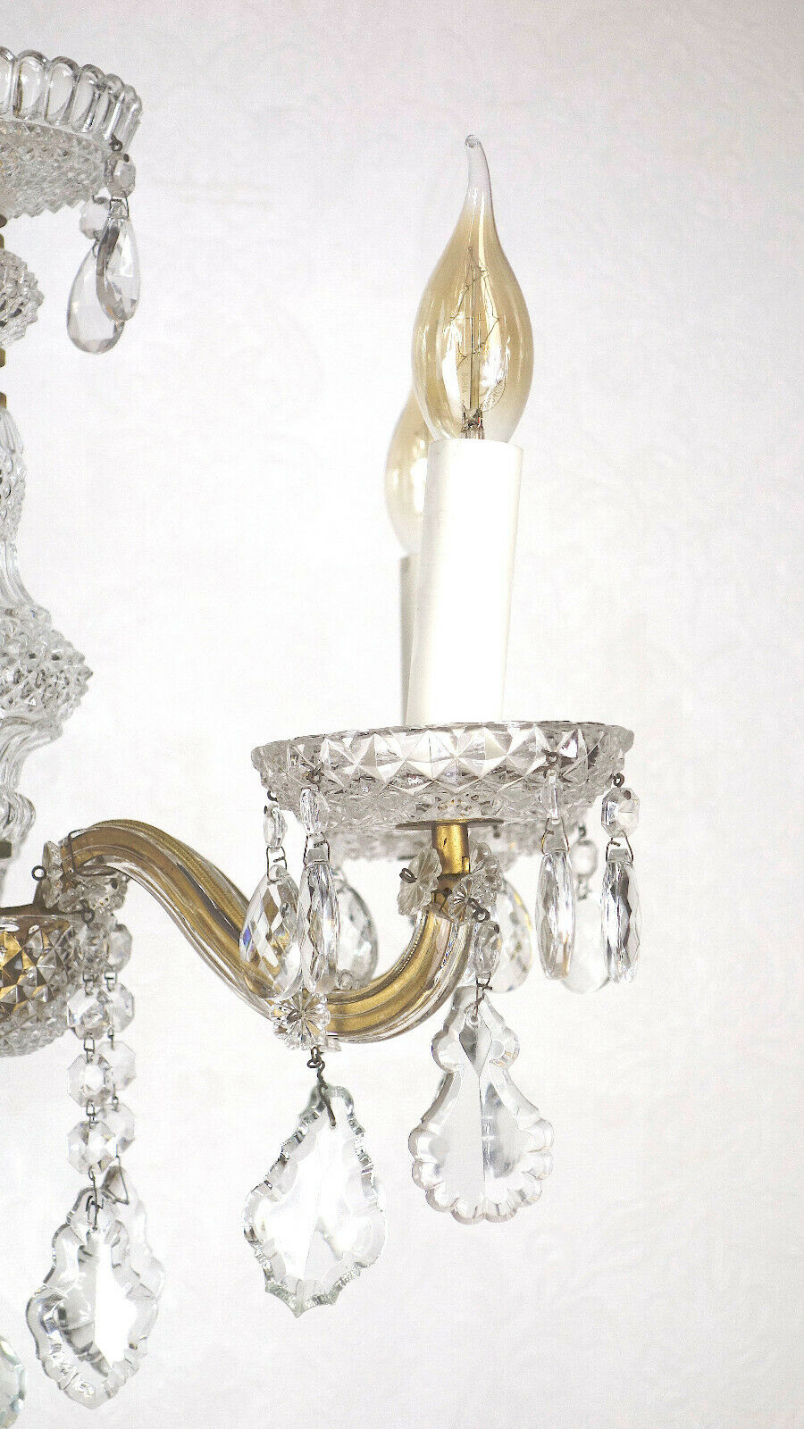 Antik Messing Bleikristall Palme & Walter Kronleuchter, Lüster 5 Flammig