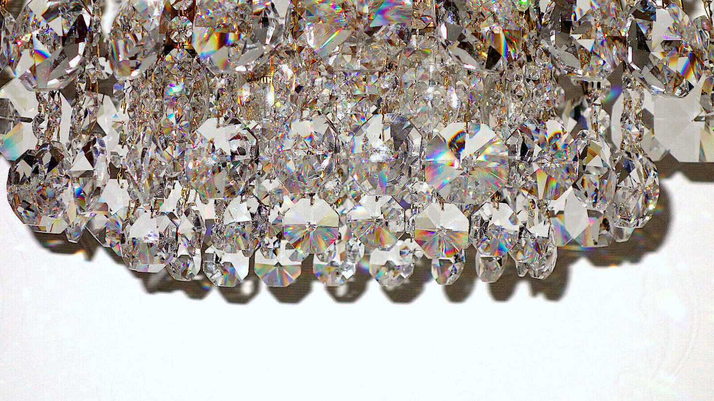 Antik Messing Bleikristall 24 K Vergoldete Kronleuchter, Lüster Hängelampe