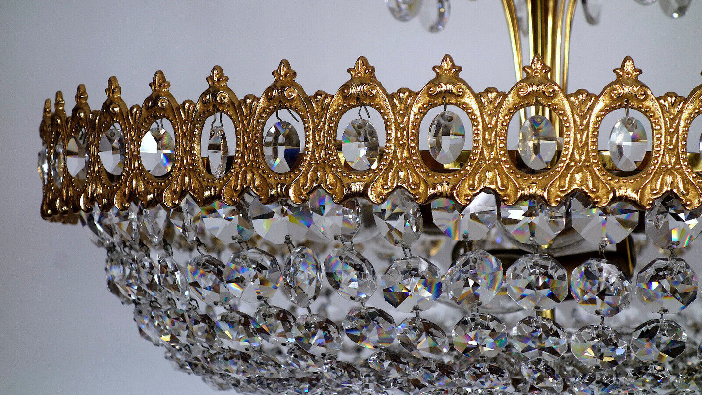 Sehr Hochwertige PALWA Messing Bleikristall Kronleuchter, Lüster 10 Flammig