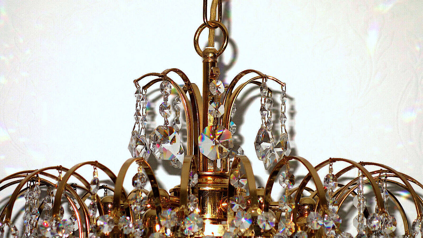 Antik Messing Bleikristall 24 K Vergoldete Kronleuchter, Lüster Hängelampe