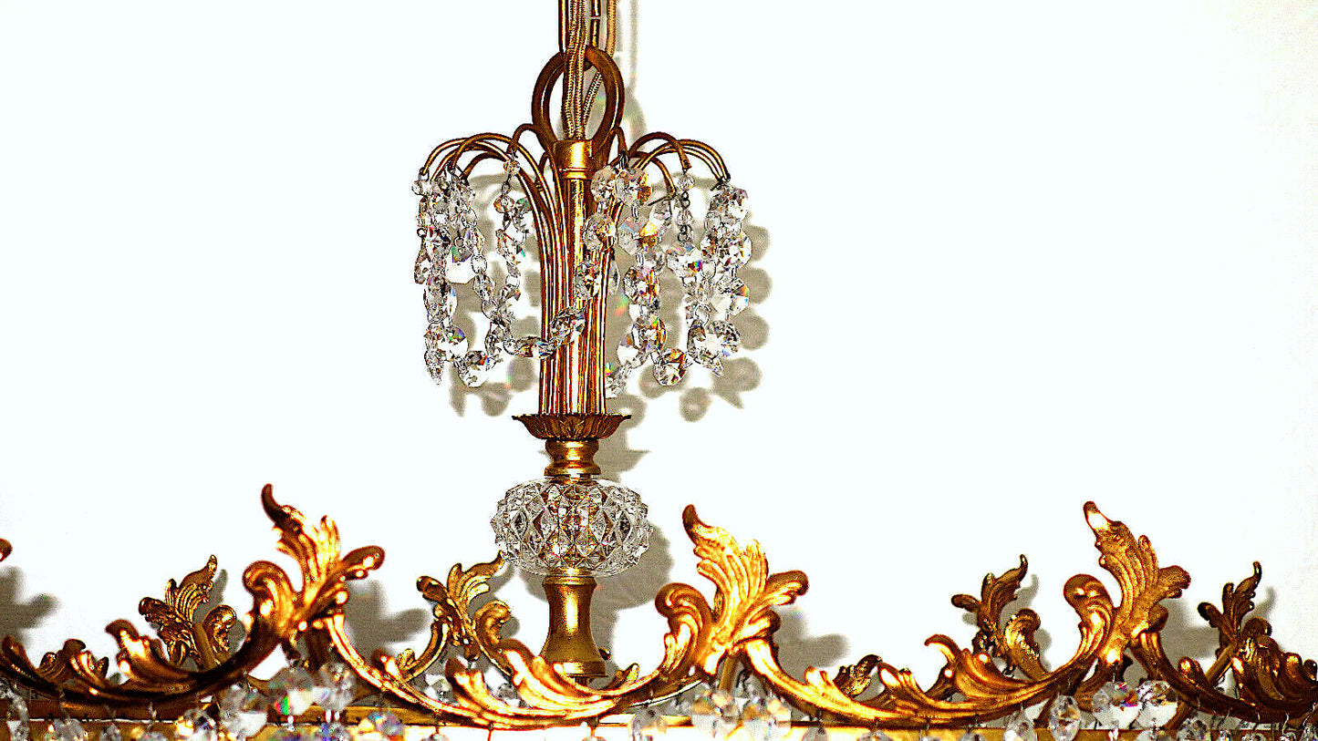 XXL Antik PALWA Messing Bleikristall Kronleuchter, Lüster 12 Flammig