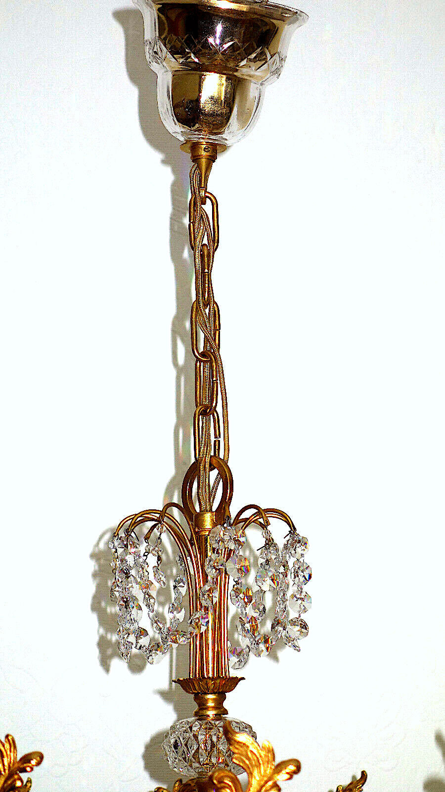 XXL Antik PALWA Messing Bleikristall Kronleuchter, Lüster 12 Flammig