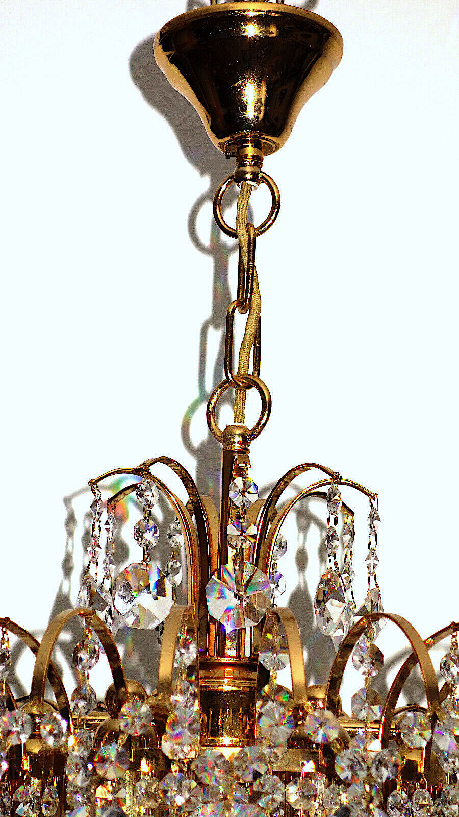 Antik Messing Bleikristall 24 K Vergoldete Kronleuchter, Lüster Hängelampe