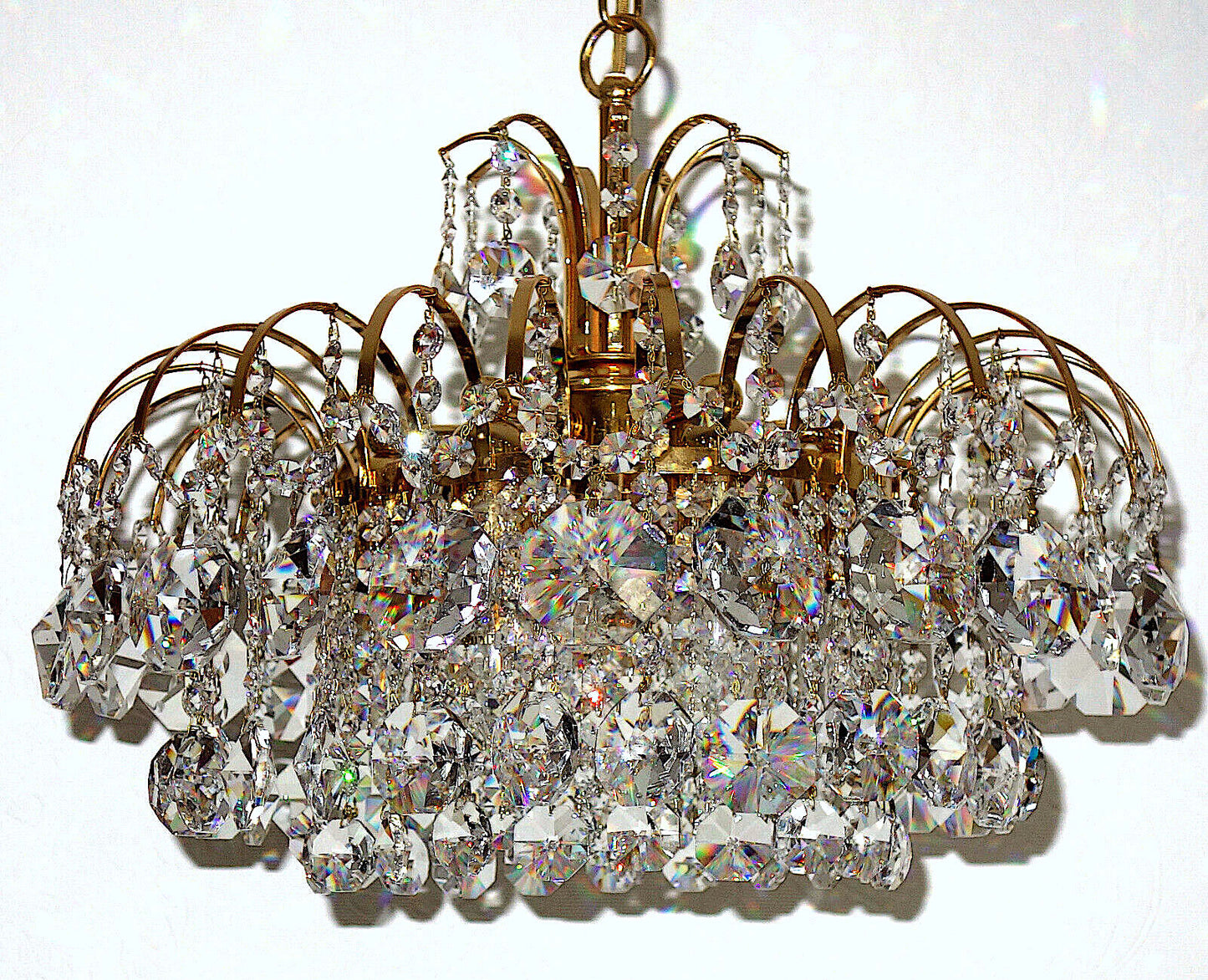 Antik Messing Bleikristall 24 K Vergoldete Kronleuchter, Lüster Hängelampe