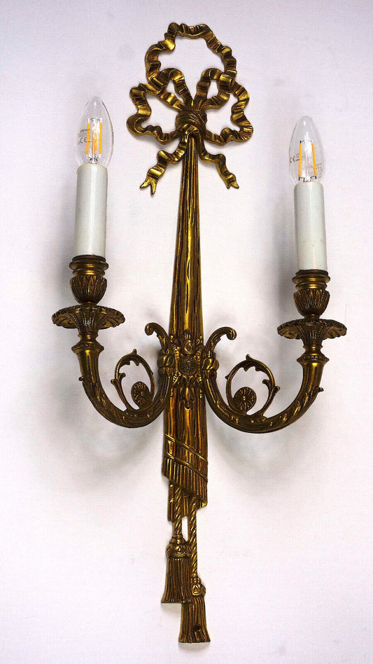 Hochwertige Antik Massiv Messing Wandlampe aus 1920ern