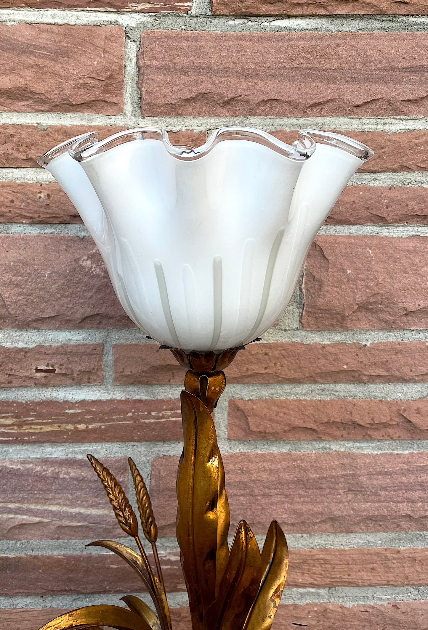 Vintage Hans Kögl Weizenähren und Blumen Tischlampe, 1960er