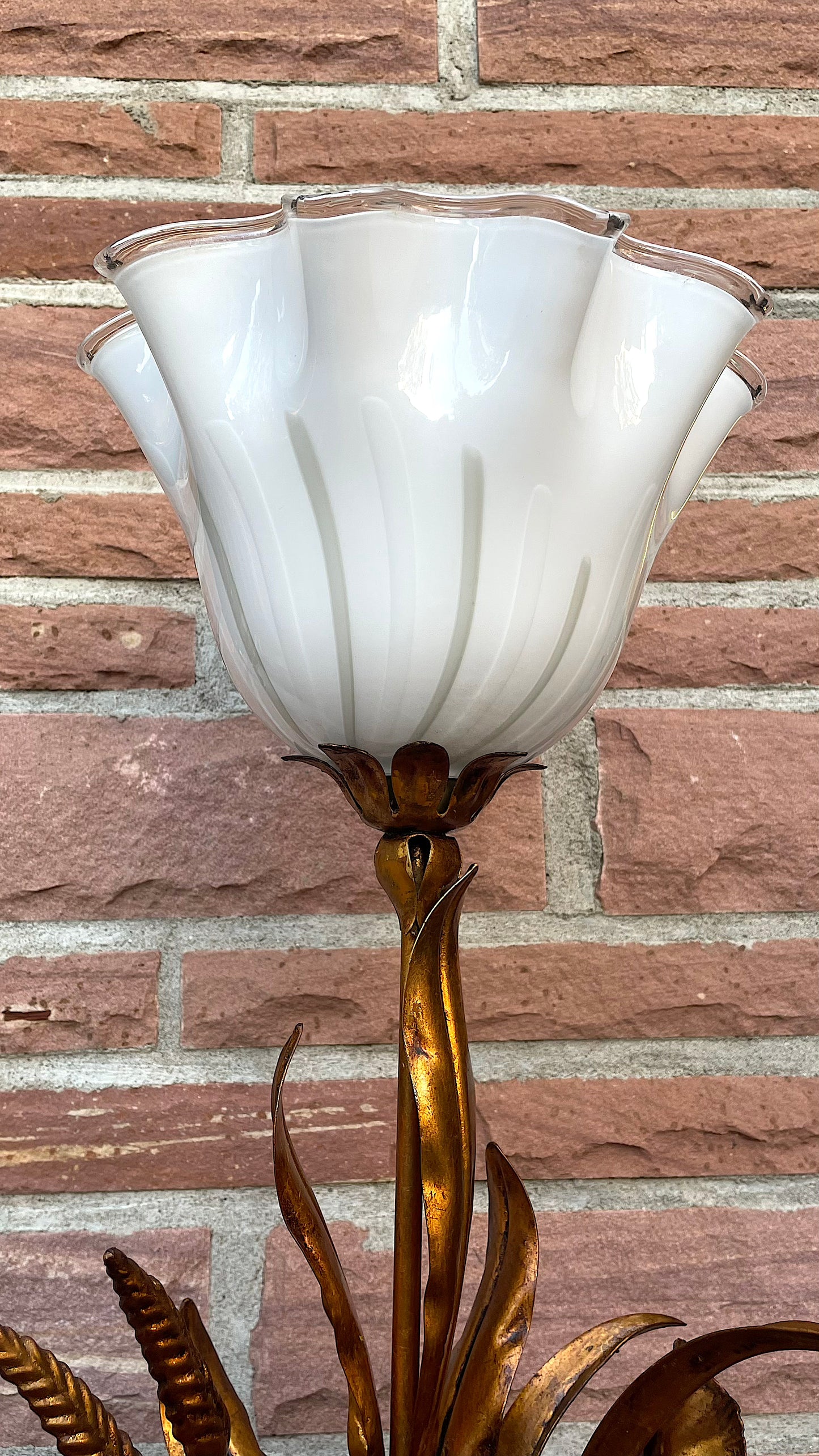 Vintage Hans Kögl Weizenähren und Blumen Tischlampe, 1960er