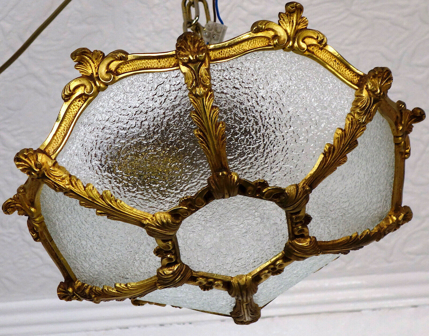 Hochwertige Messing Glas Plafonier Deckenlampe, Lüster 1 Flammig