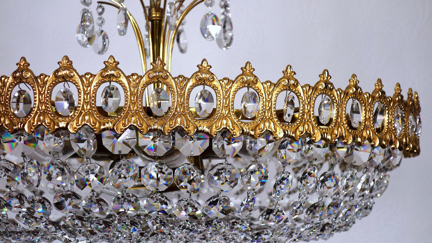 Sehr Hochwertige PALWA Messing Bleikristall Kronleuchter, Lüster 10 Flammig